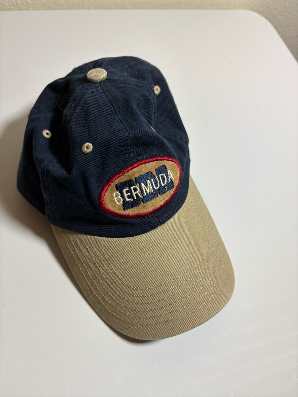 Bermuda Embroidered Baseball Cap - Navy & Khaki